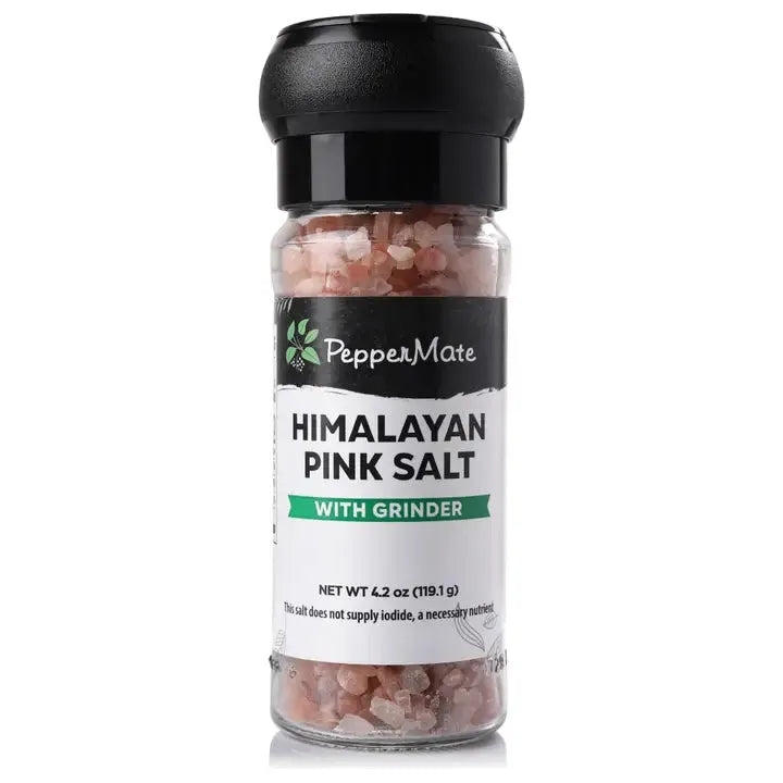 Himalayan Pink Salt Grinder in glass