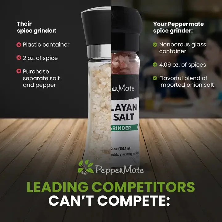 Himalayan Pink Salt Grinder in glass