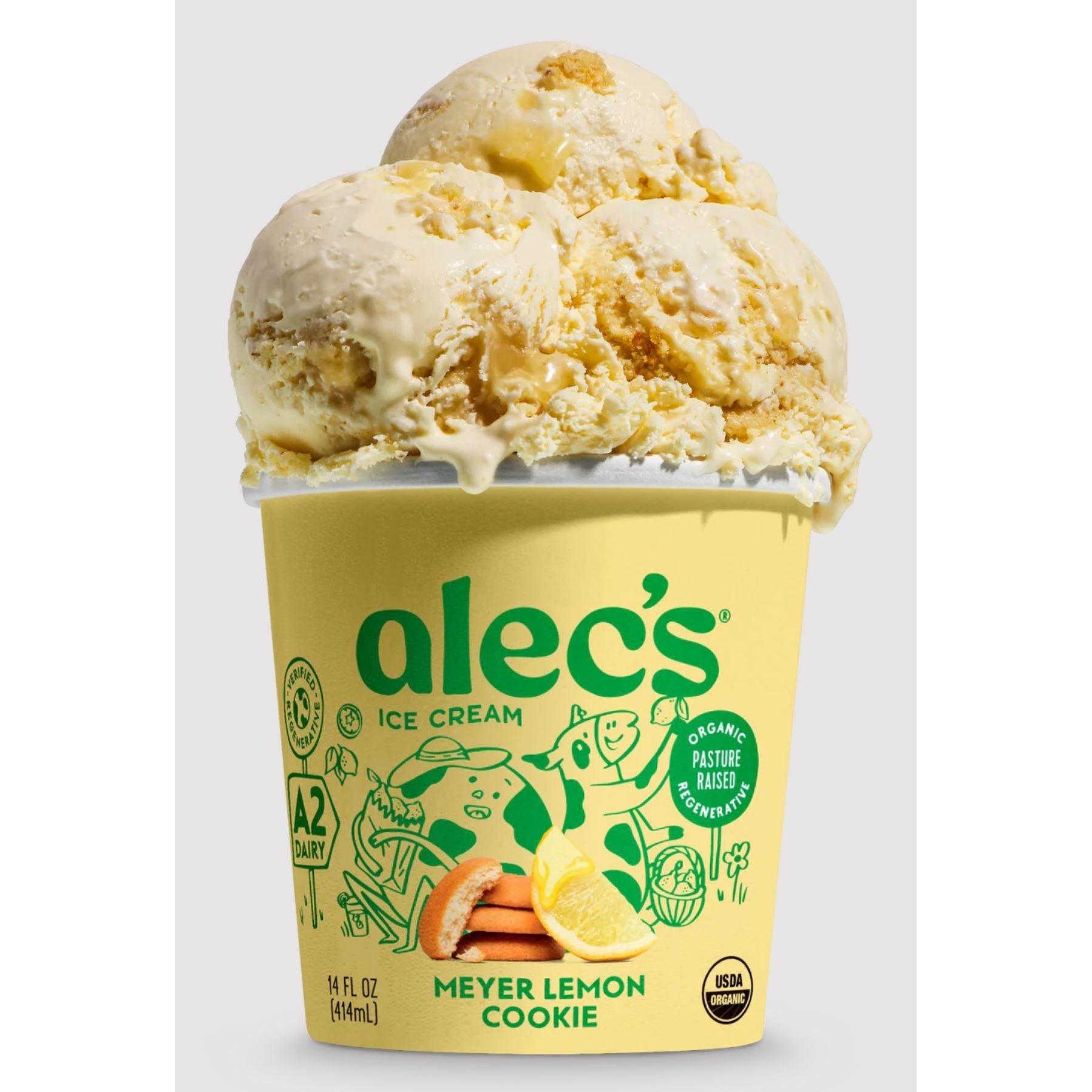 Meyer Lemon Cookie Ice Cream (Organic Grassfed A2)