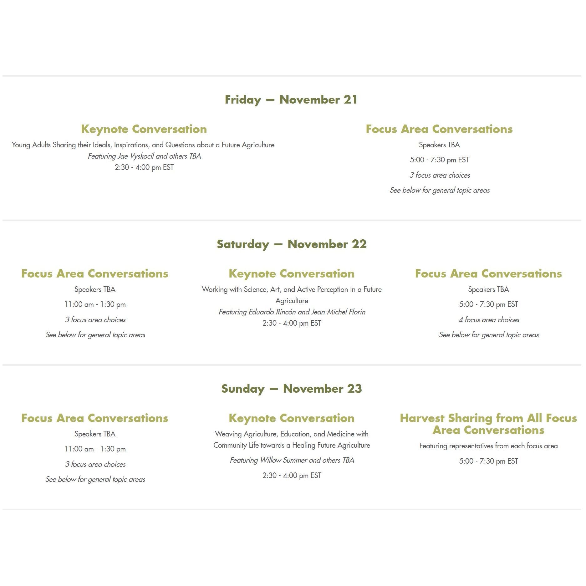 2025-11-21 Friday thru 23 Sunday 2025 Online Biodynamic Conference (3rd Party Event)