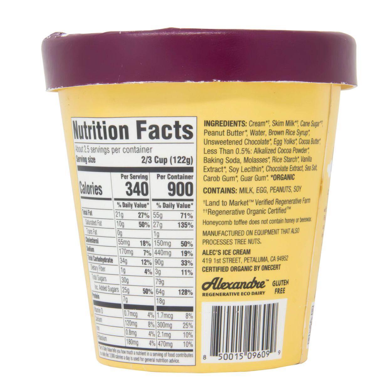 Peanut Butter Fudge Honeycomb Ice Cream (Organic Grassfed A2)