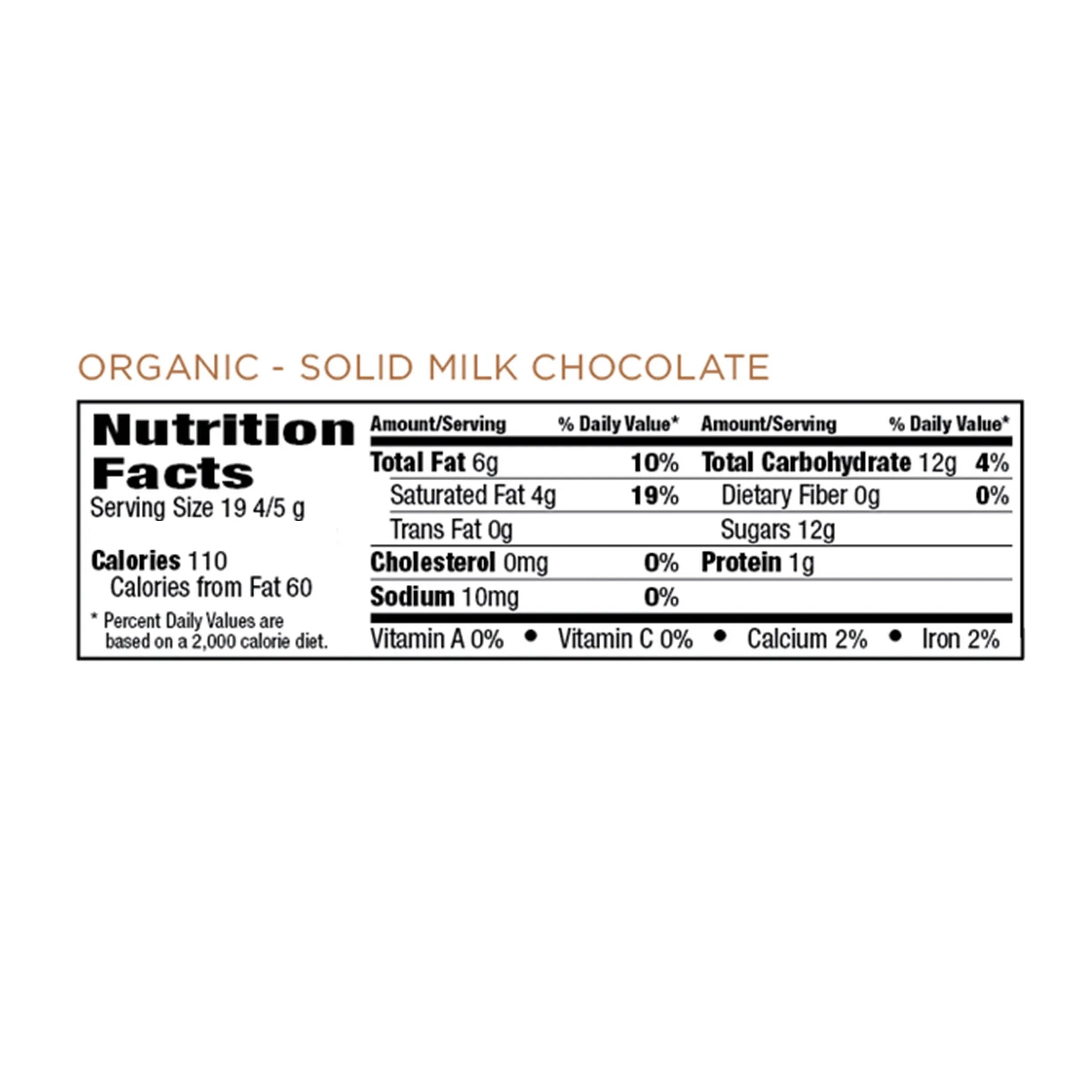 Solid Milk Chocolate Mini Bar (Organic)