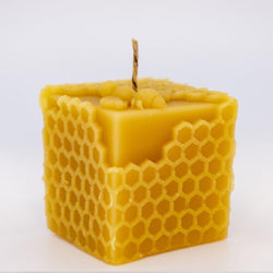 Syrup-free Carniolan Beeswax Candle Cube with Bee - Nutrient Farm