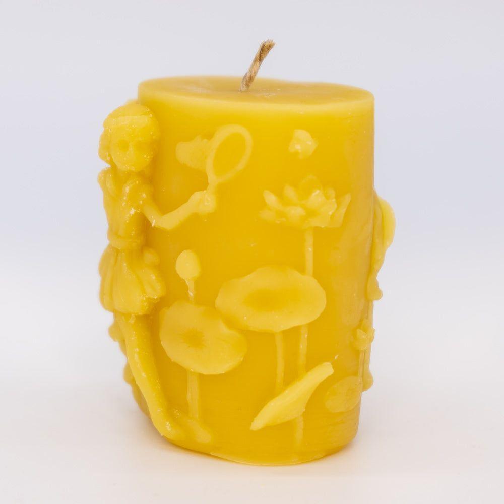 Syrup-free Carniolan Beeswax Candle Fairy Chasing Dragonflies - Nutrient Farm
