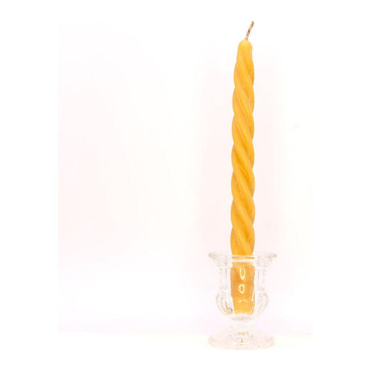Syrup-free Carniolan Beeswax Candle Taper Curled - Nutrient Farm
