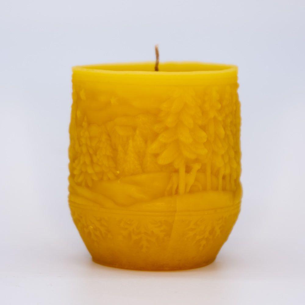 Syrup-free Carniolan Beeswax Candle Winter Landscape - Nutrient Farm